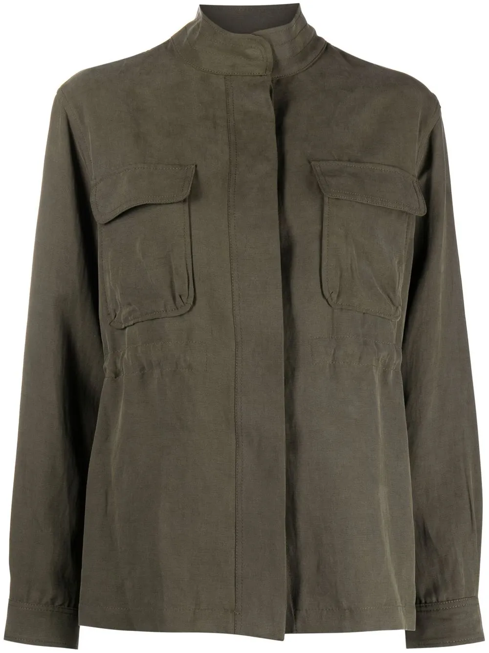 

Приталенная куртка со скрытой застежкой WOOLRICH, зеленый