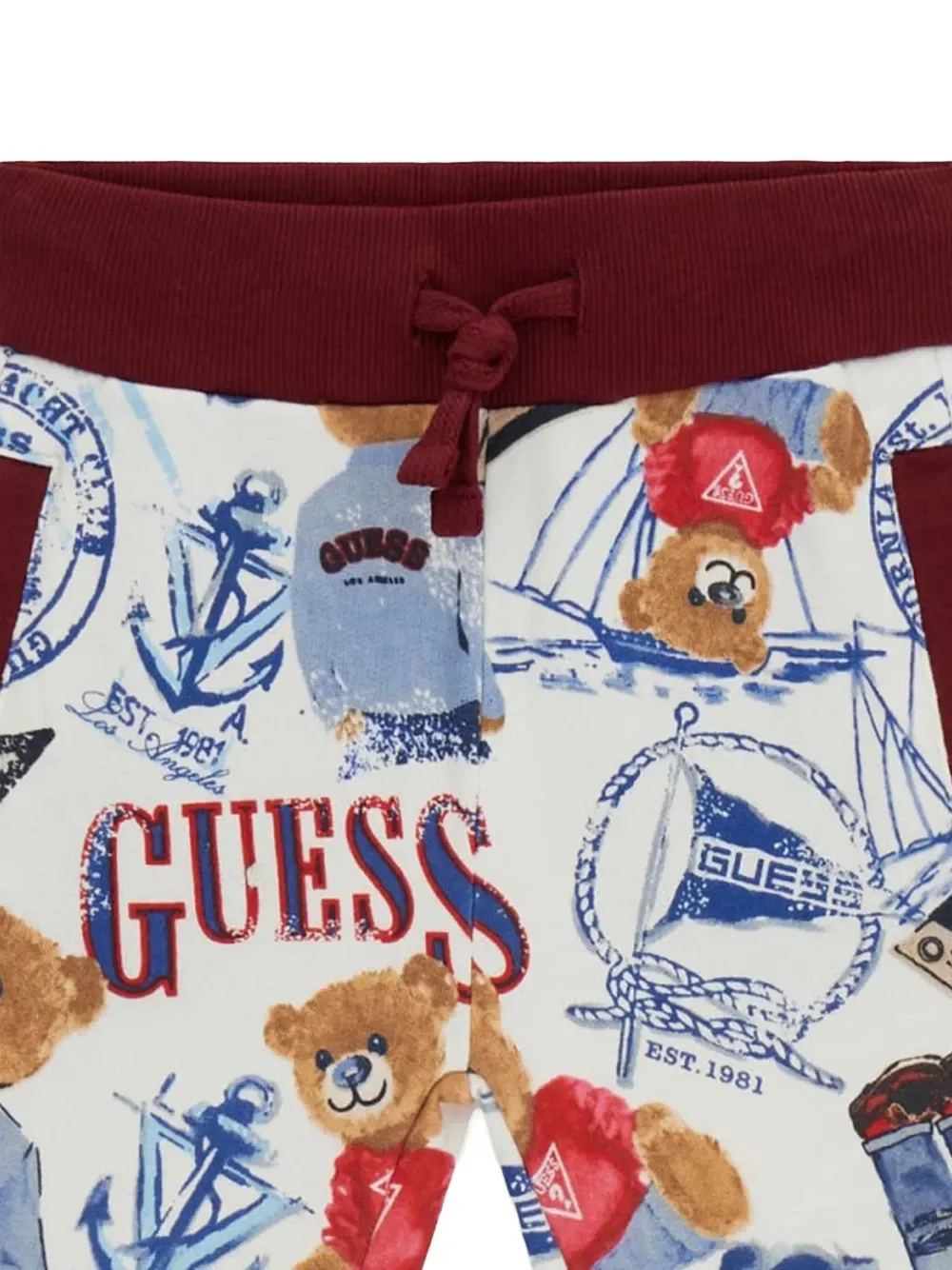 Шорты на завязках с принтом медведя Guess Kids, белый — фото 4