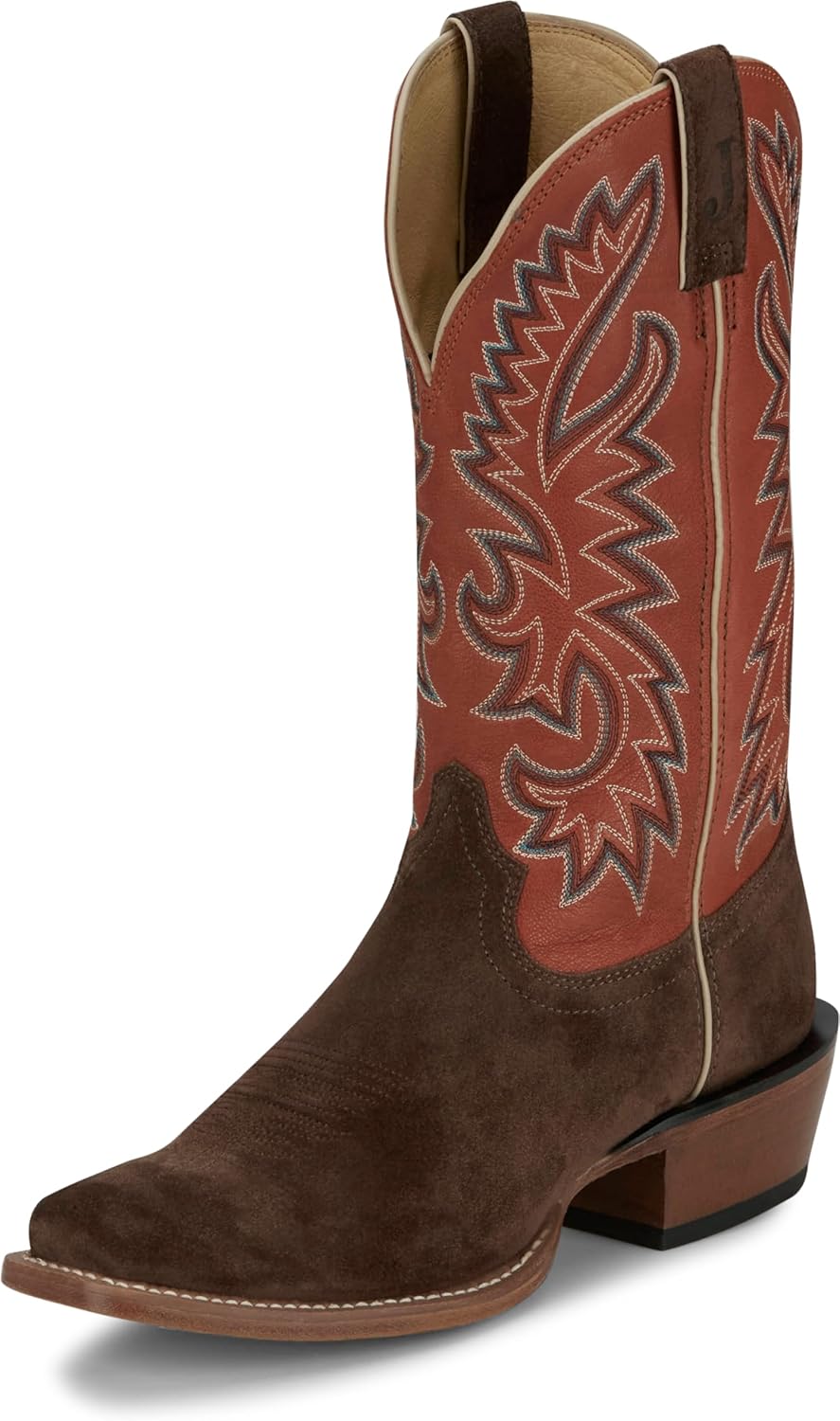 

Мужские западные сапоги Justin Jimmy 13 среднего размера с квадратным носком, Russett