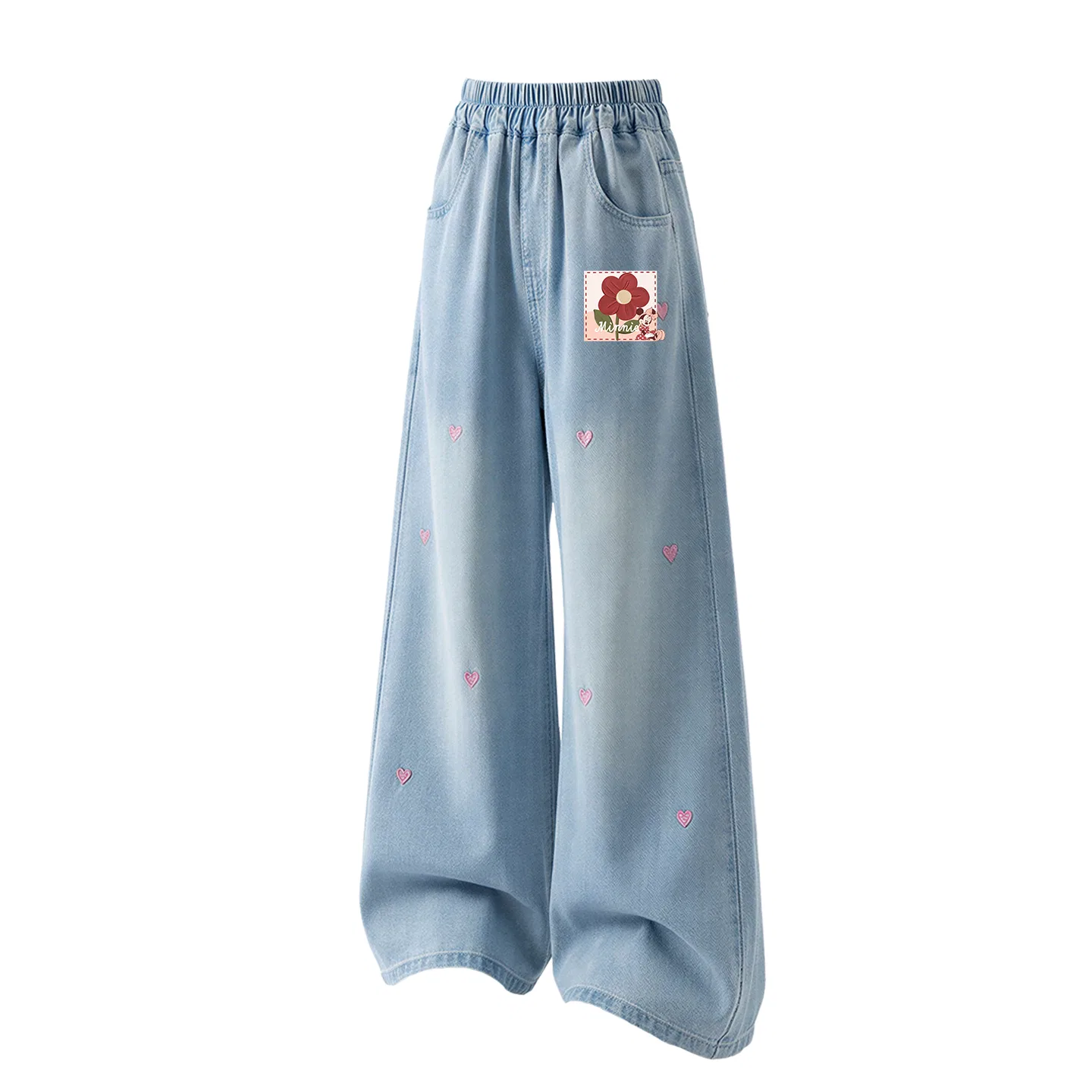 Джинсы детские thin stretch cooling Disney, Di Oil Paintings Flower K Denim Light Blue