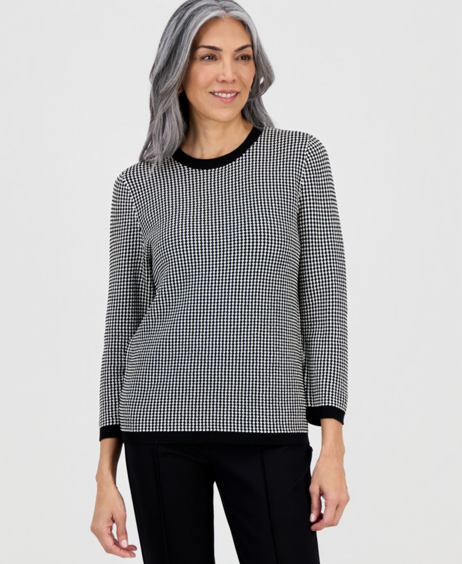 

Женский свитер с круглым вырезом и геометрическим принтом Kasper, Black/lily White