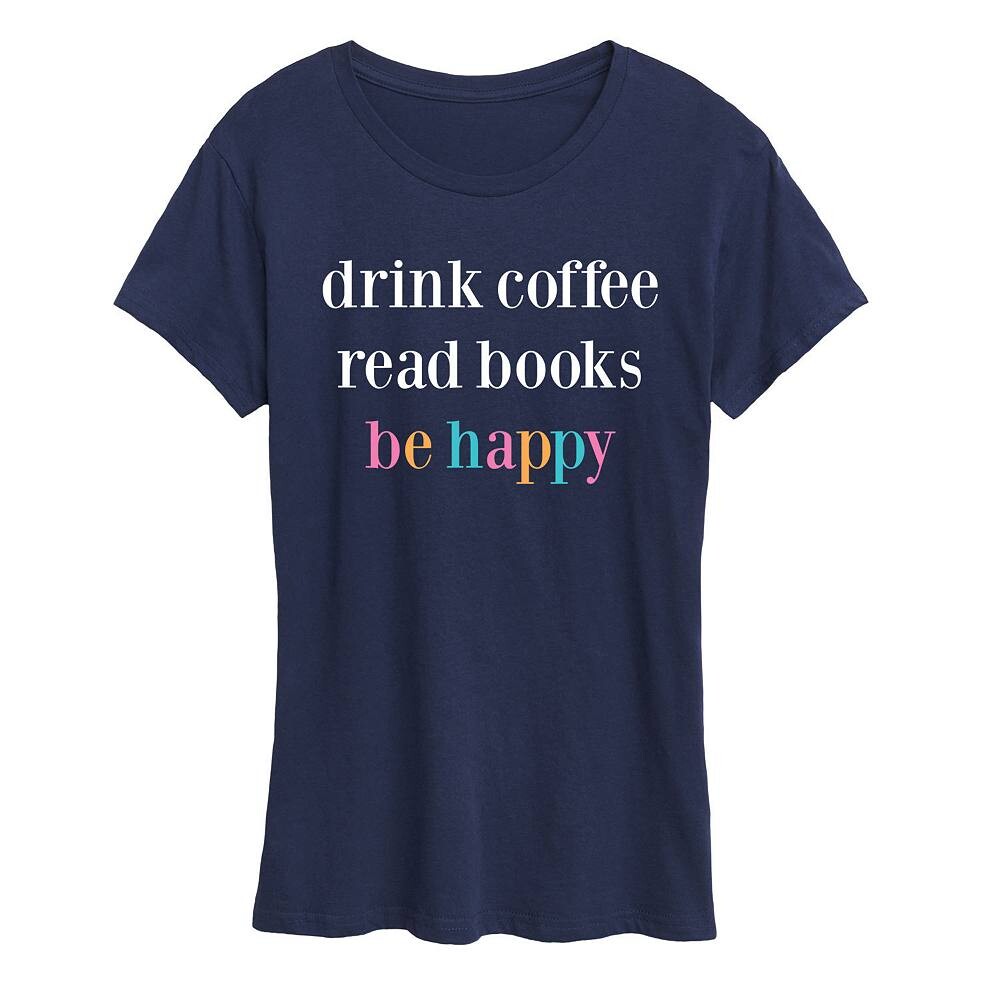 

Женская футболка с рисунком Drink Coffee Be Happy Licensed Character, темно-синий