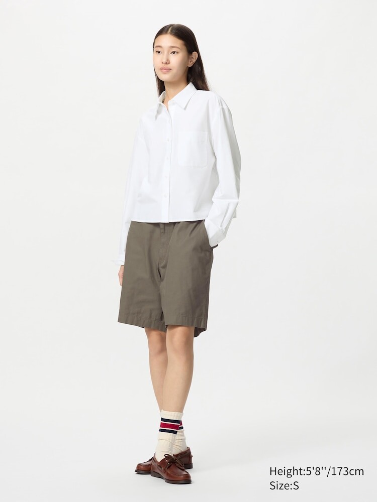 Рубашка oxford свободного покроя Uniqlo, цвет 00 белый — фото 3