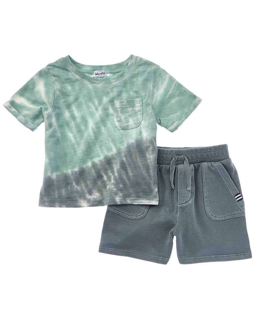 

Великолепный комплект из 2 предметов: футболка и шорты в технике тай-дай Splendid Coast, зеленый