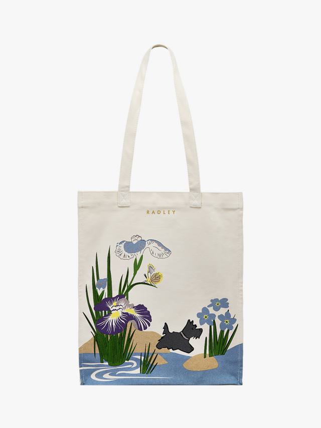 

X RHS переработанный хлопковый канвас Waterside средняя сумка-шоппер с открытым верхом Radley, Off White/Multi