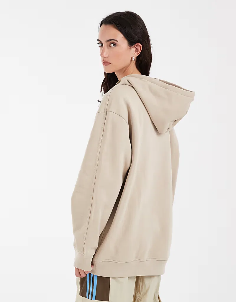 Толстовка Adidas Originals Essential Oversized Hoodie, бежевый — фото 4