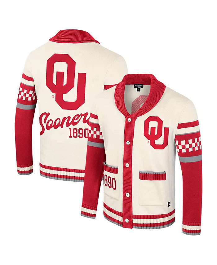

Мужской и женский кремовый джемпер Oklahoma Sooners Wild Collective с пуговицами в технике жаккард Colosseum