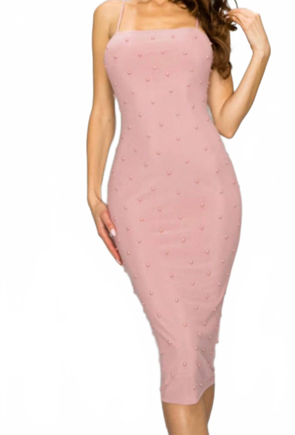 

Платье миди с искусственным жемчугом цвета пыльной розы Privy, Dusty Rose