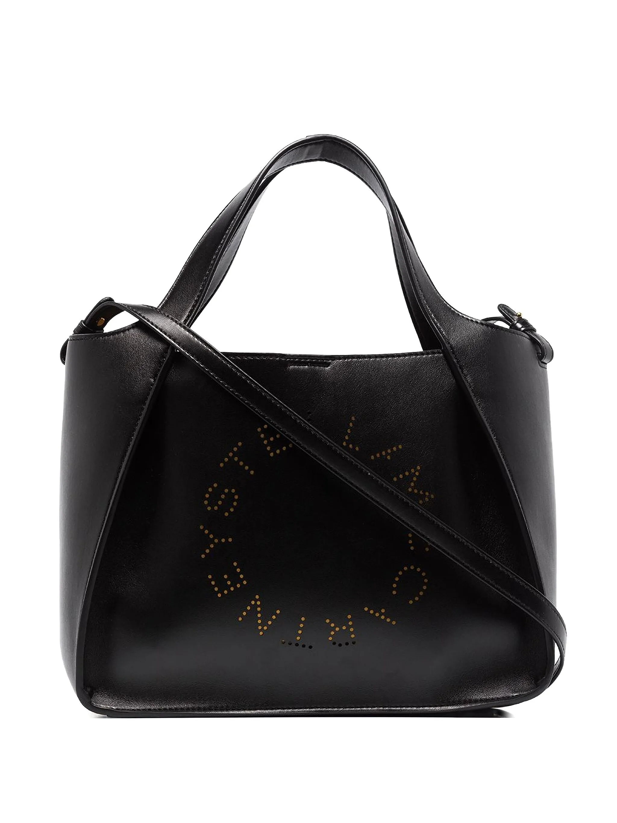

Кожаная сумка через плечо с перфорированными деталями Stella Mccartney, черный