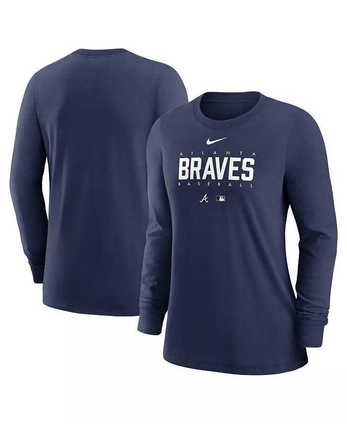 

Женская темно-синяя футболка с длинным рукавом Atlanta Braves Authentic Collection Legend Performance Nike, синий