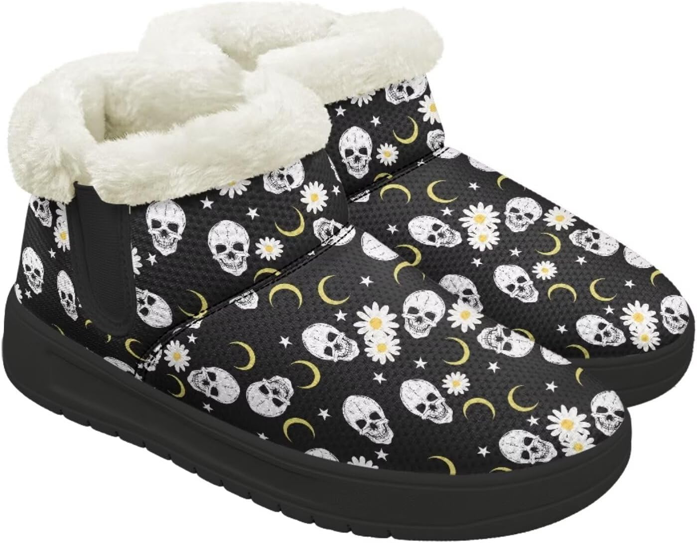 

Зимние ботинки Forchrinse для женщин и мужчин, с меховой подкладкой, уютные теплые ботильоны для прогулок, Skull Daisy