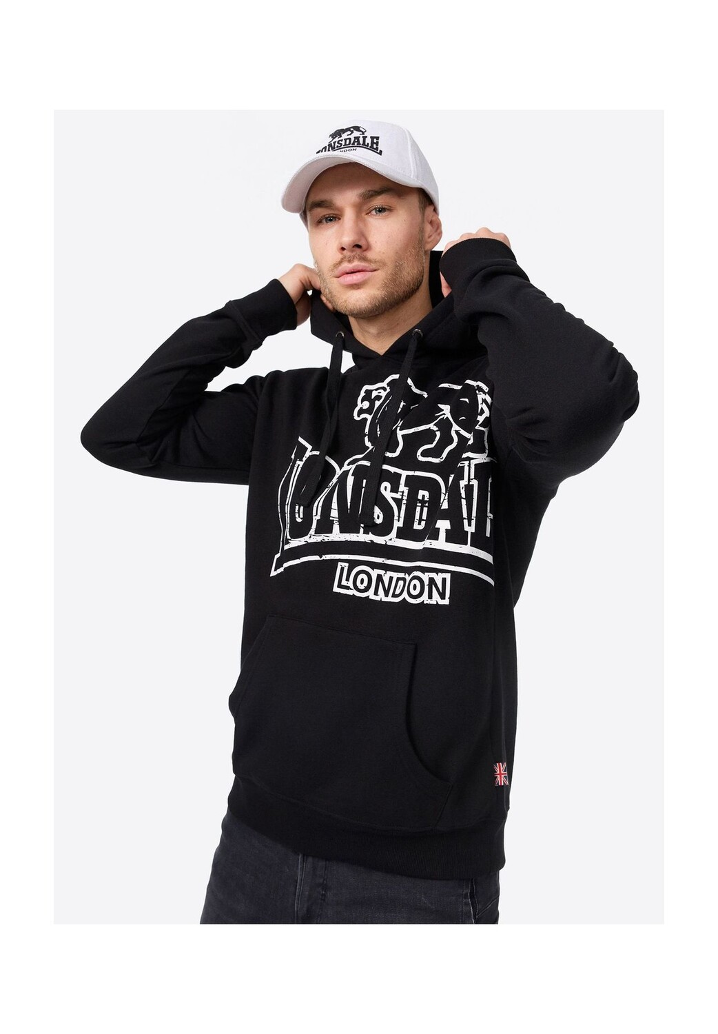 

Мужская толстовка с капюшоном приталенного кроя TADLEY LONSDALE, цвет Black/ecru