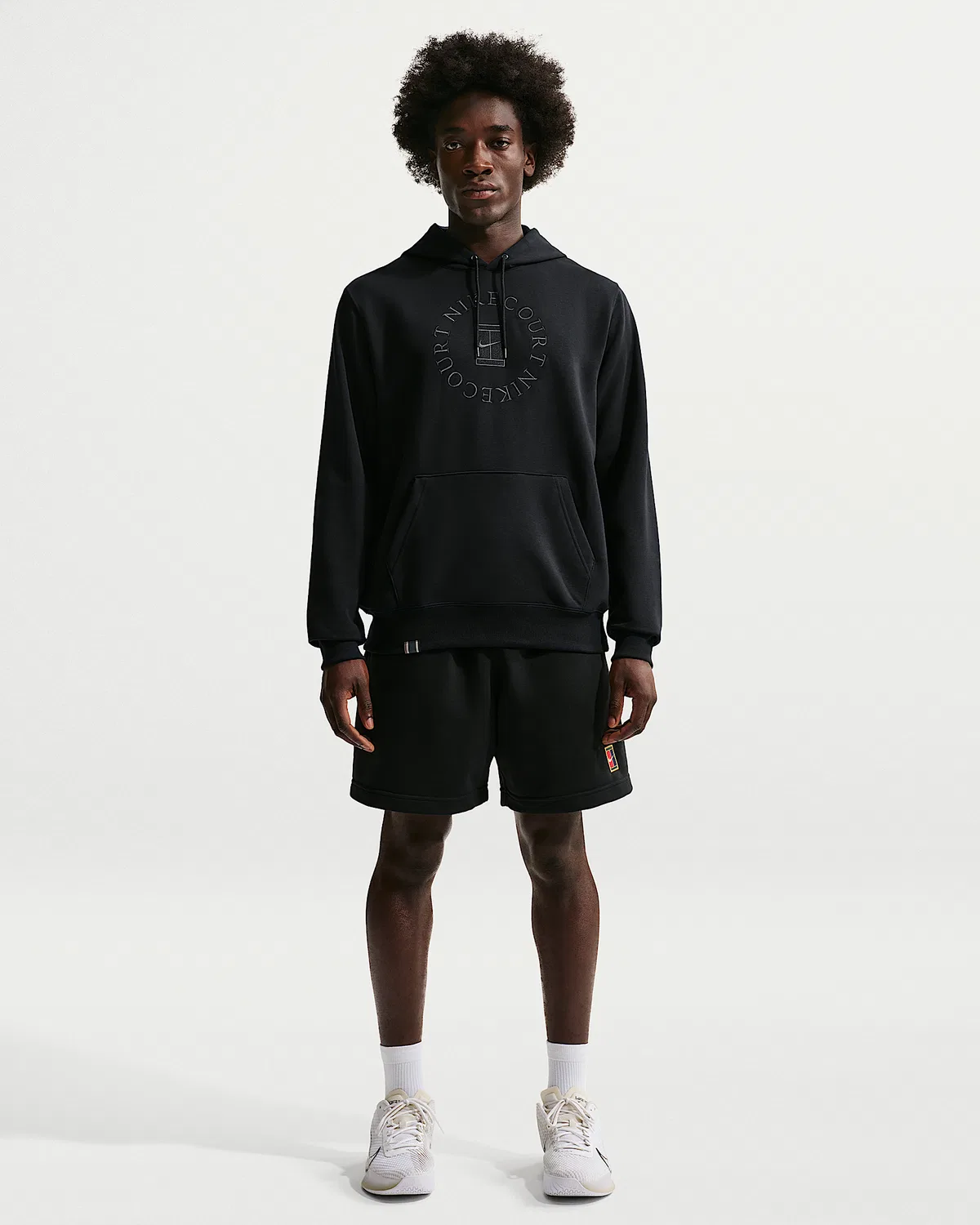 Мужская теннисная худи-пуловер NikeCourt Heritage Dri-FIT French Terry, Black/Anthracite — фото 4