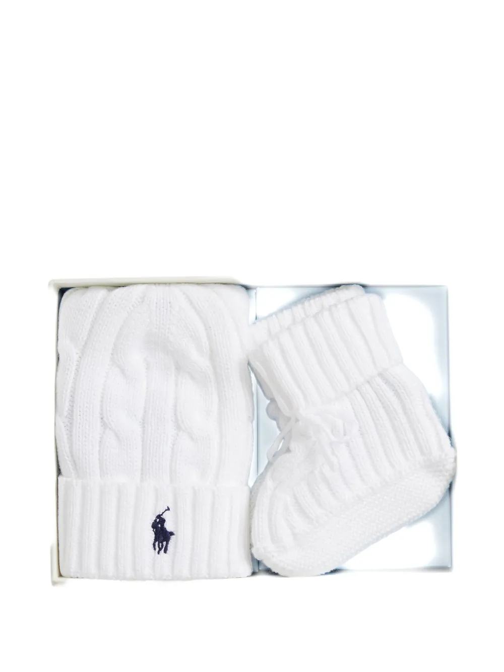 Комплект из шапки бини и пинеток POLO RALPH LAUREN KIDS, белый — фото 3