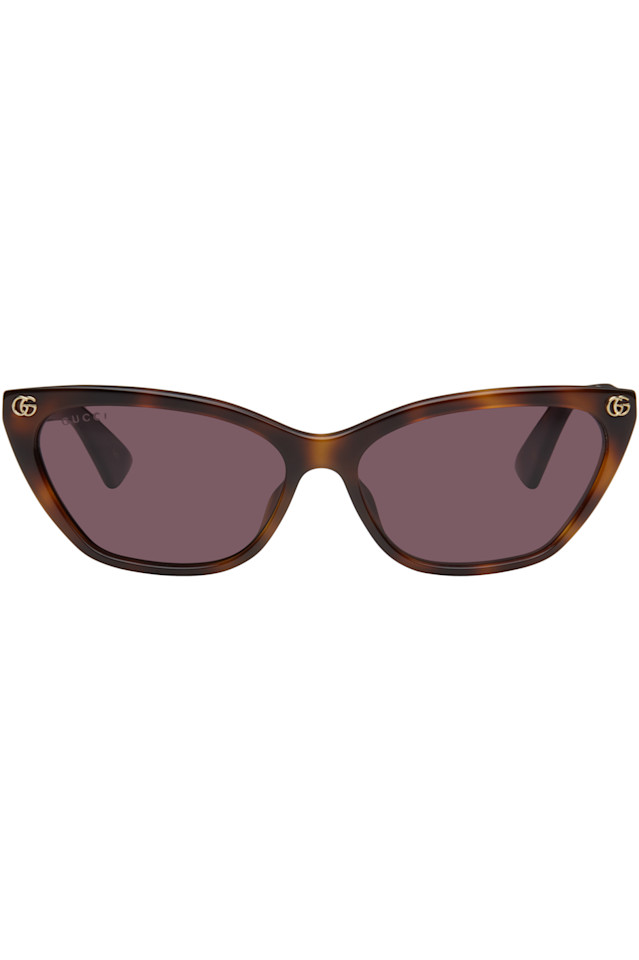 

Светлые ацетатные солнцезащитные очки cat eye GG Gucci, цвет havana