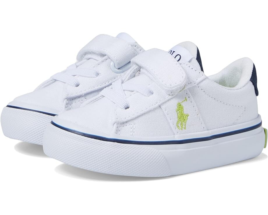 

Кроссовки Polo Ralph Lauren Sayer PS, цвет White Recycled Canvas/Navy/Citron/Citron Pony Player