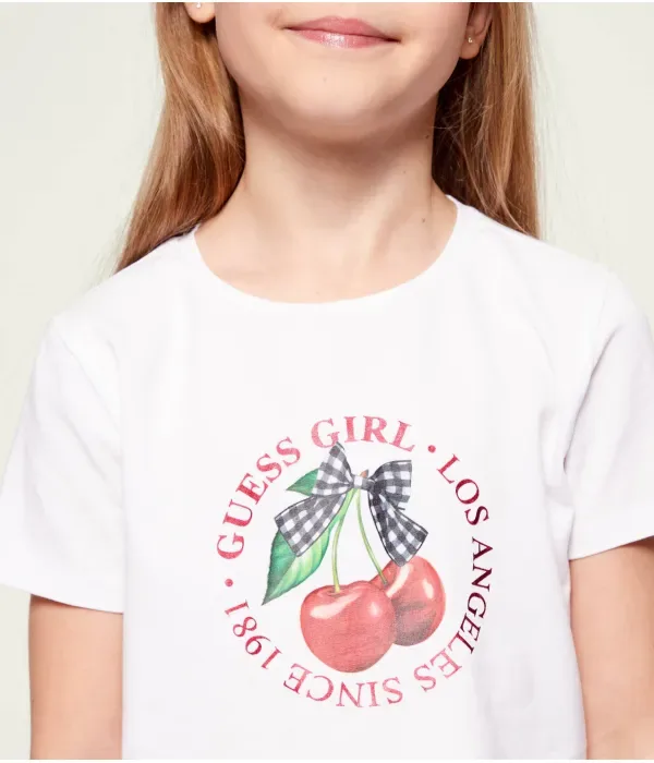 Футболка cropped fit Guess, белый — фото 4