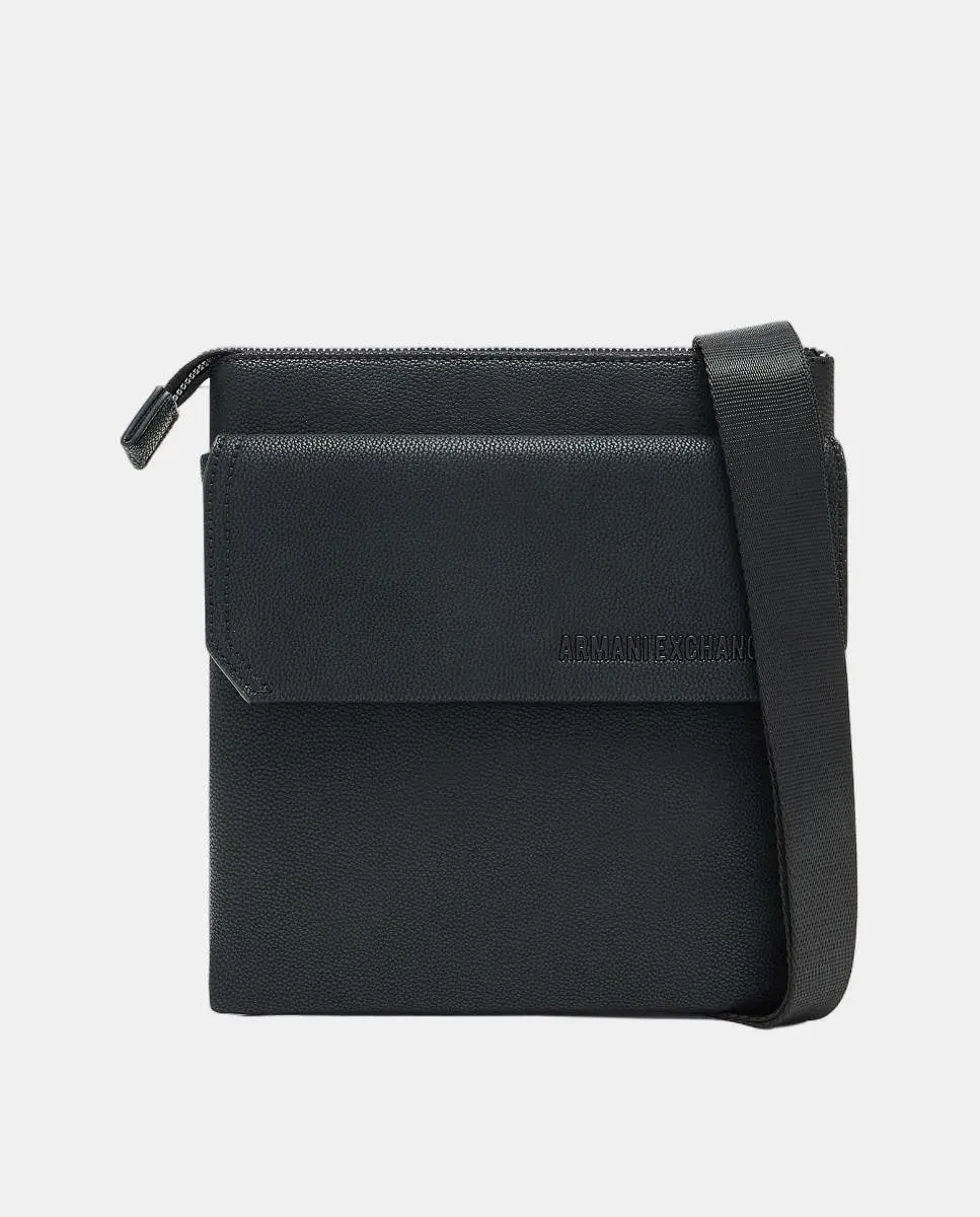 

Мужская сумка через плечо с большим карманом, регулируемым ремнем и логотипом спереди Armani Exchange, черный