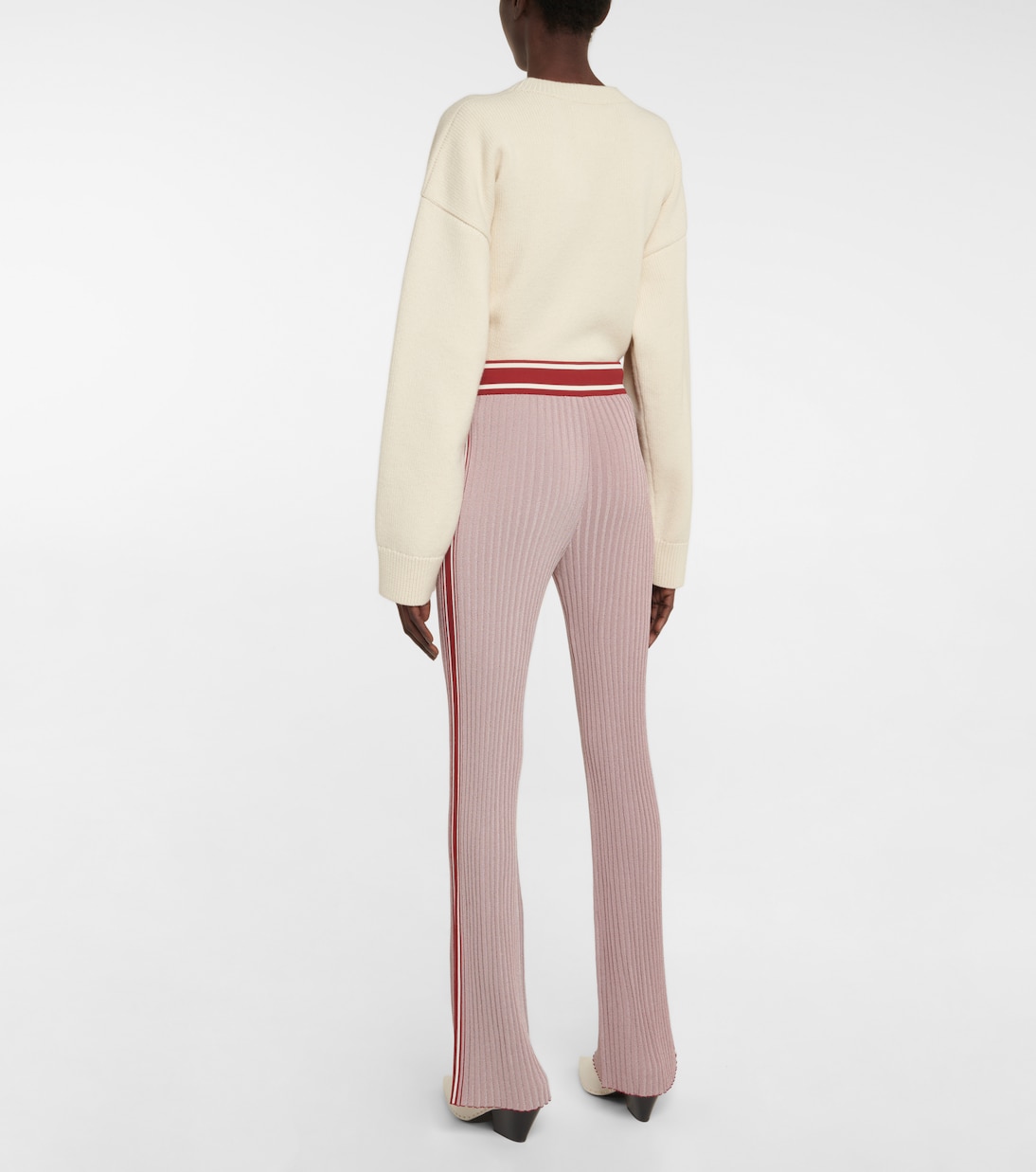 Расклешенные брюки с высокой талией из ребристой ткани Jil Sander, Open Red — фото 3