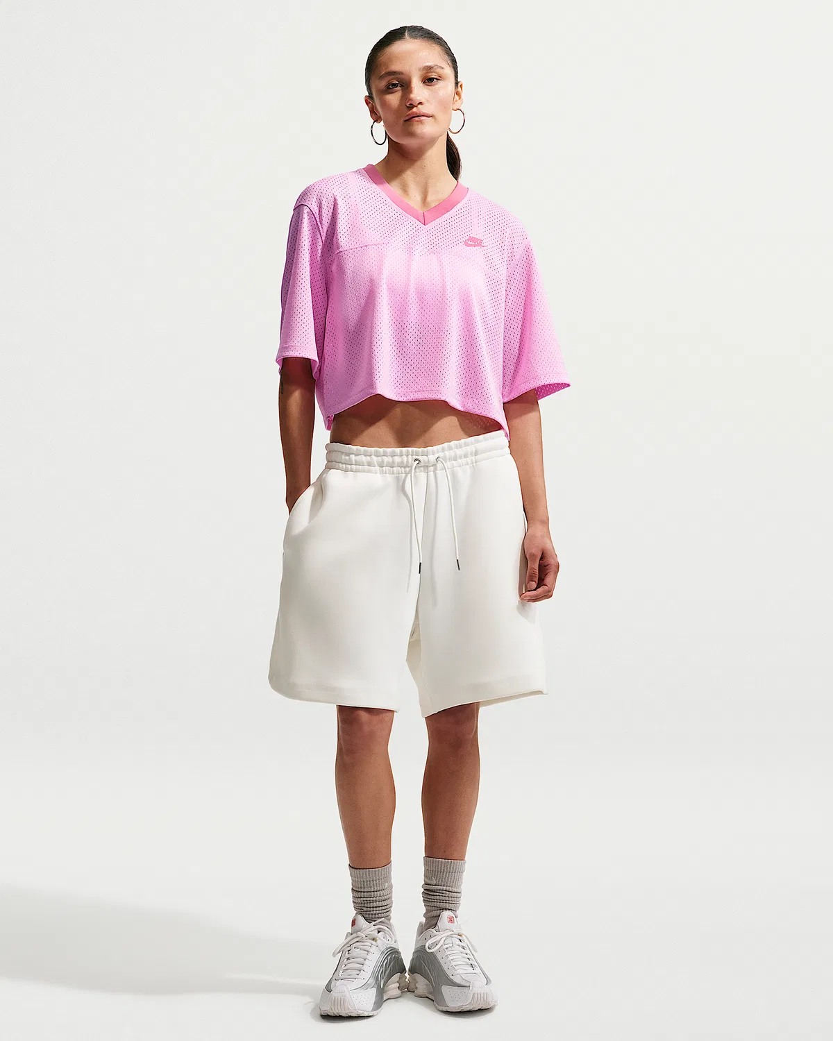 Женская оверсайз-куртка Heritage из сетки Nike Sportswear, Pink Rise/Peony/Peony — фото 4