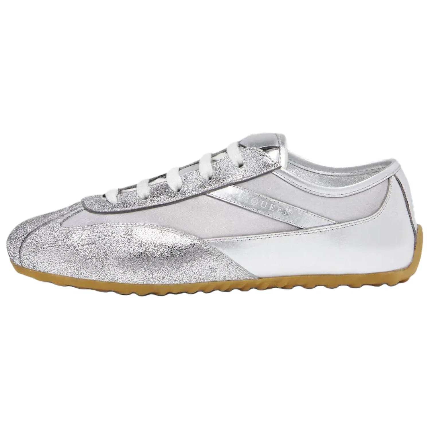 Кроссовки кожаные Alexander McQueen Silver