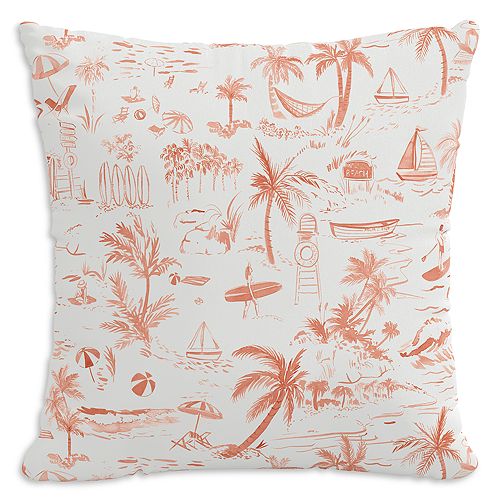 

Подушка для улицы The Beach Toile кораллового цвета, 20 x 20 дюймов Cloth & Company, цвет Orange