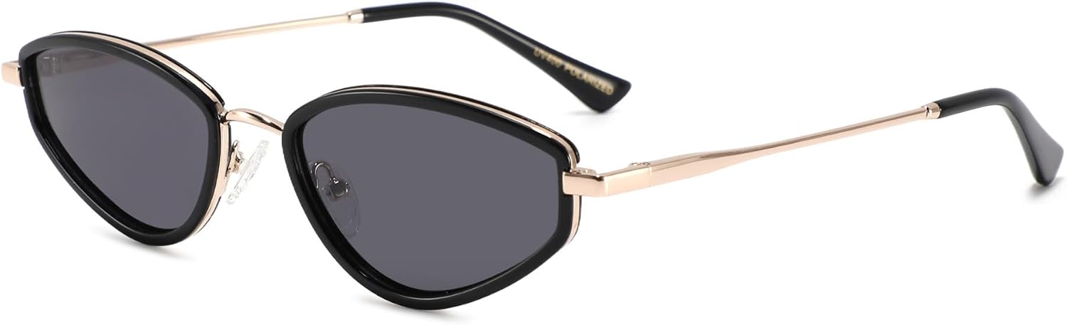 

Ретро-солнцезащитные очки «кошачий глаз» для женщин, поляризованная оправа из металлического ацетата, защита от УФ-излучения UV400, модный многоугольный дизайн, несколько цветов Generic, Col.1