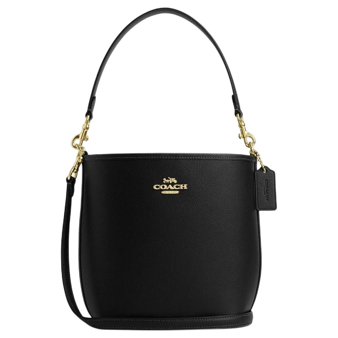 

COACH Сумка-ведро City Leather, портативная сумка через плечо, женская сумка среднего размера, черная