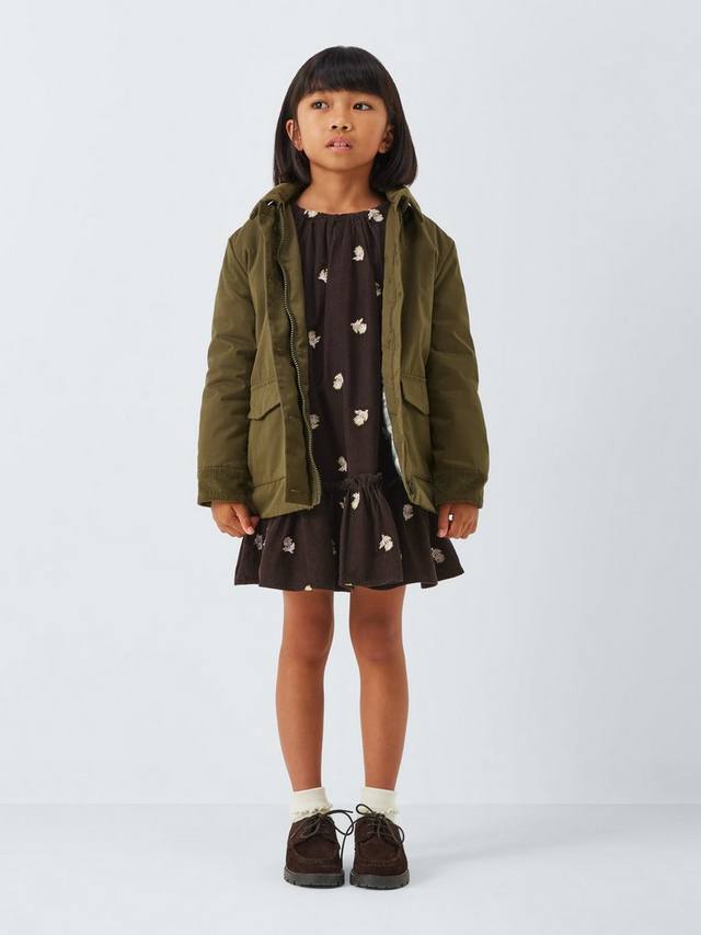 Детское платье из вельвета с цветочной вышивкой John Lewis, Brown, White — фото 2