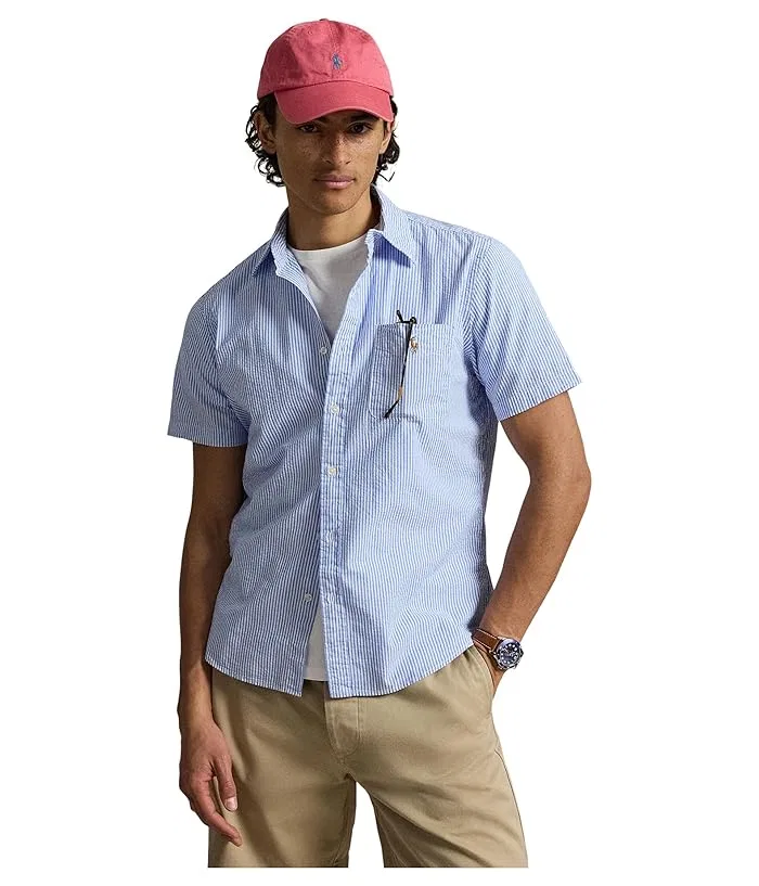 Рубашка из сирсакера Prepster Classic Fit Polo Ralph Lauren, Blue/White — фото 4