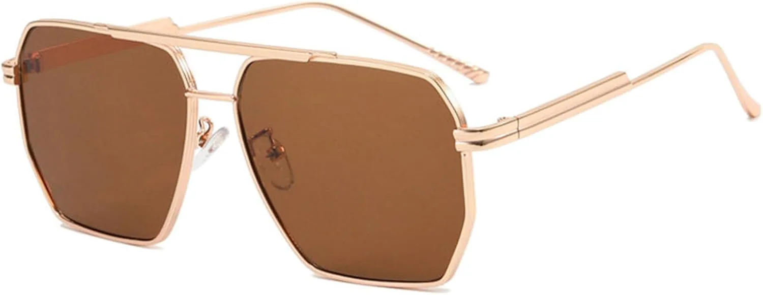 

Солнцезащитные очки COTIA Square Pilot для мужчин и женщин, с двойной перемычкой, многоугольной металлической оправой, для активного отдыха и путешествий, Tea