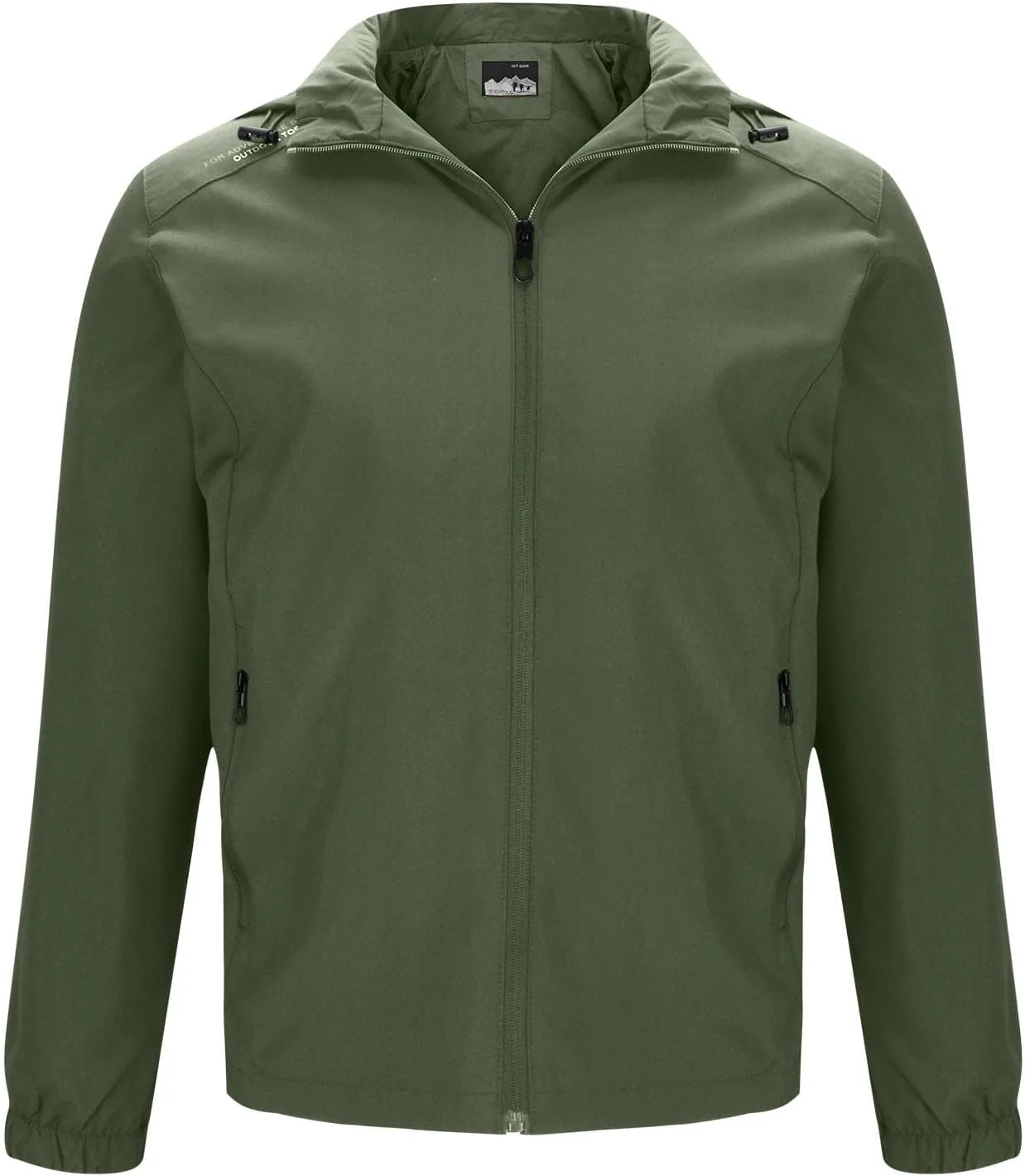 Ветровка мужская весна-осень легкая тонкая с капюшоном Waterproof Windproof на молнии Plus Size Generic, зеленый — фото 3