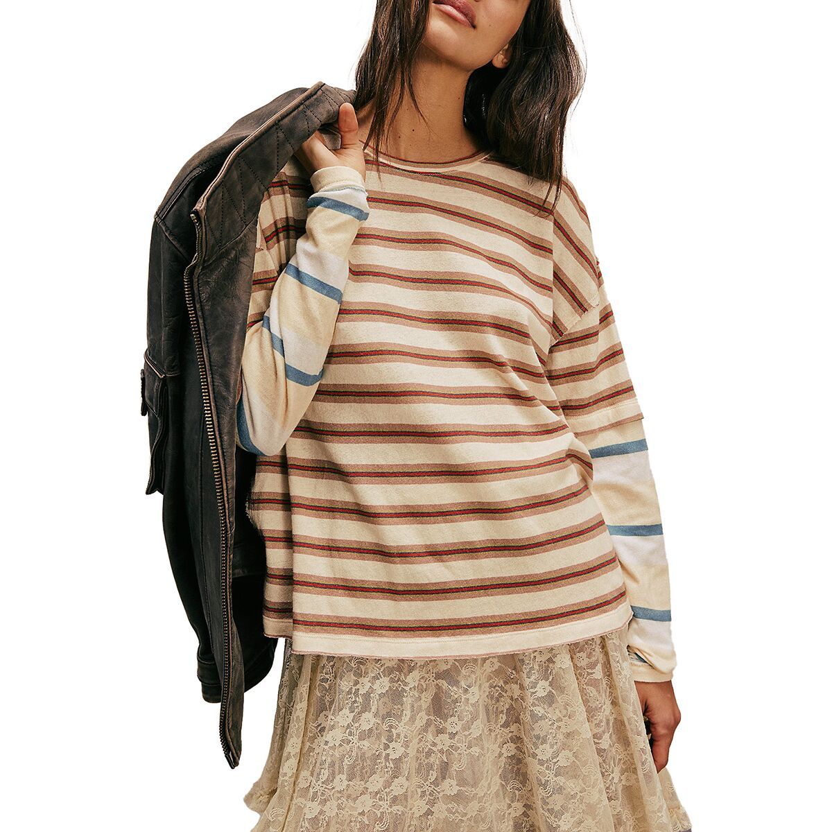 

Полосатая рубашка с длинным рукавом Nina Free People, мультиколор