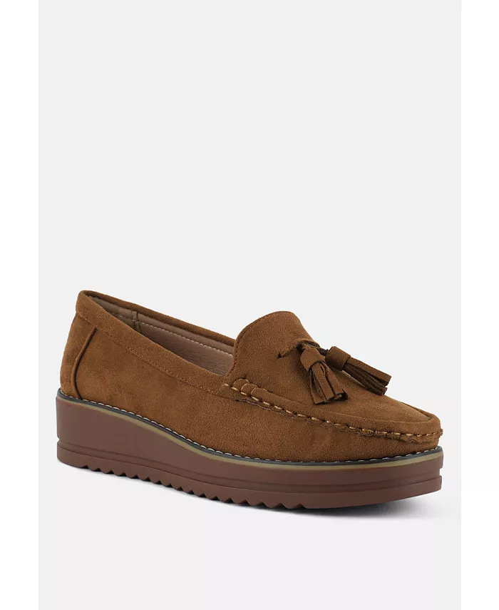 Daiki Platform Lug Sole Tassel Loafers для женщин London Rag, коричневый — фото 2