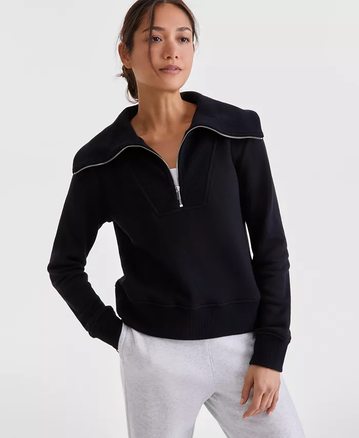 

Толстовка Women's Shawl-Collar Quarter-Zip Knit Top ID Ideology, черный