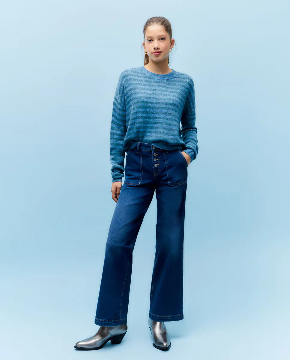 

Женские широкие джинсы с пуговицами Green Coast, цвет Indigo