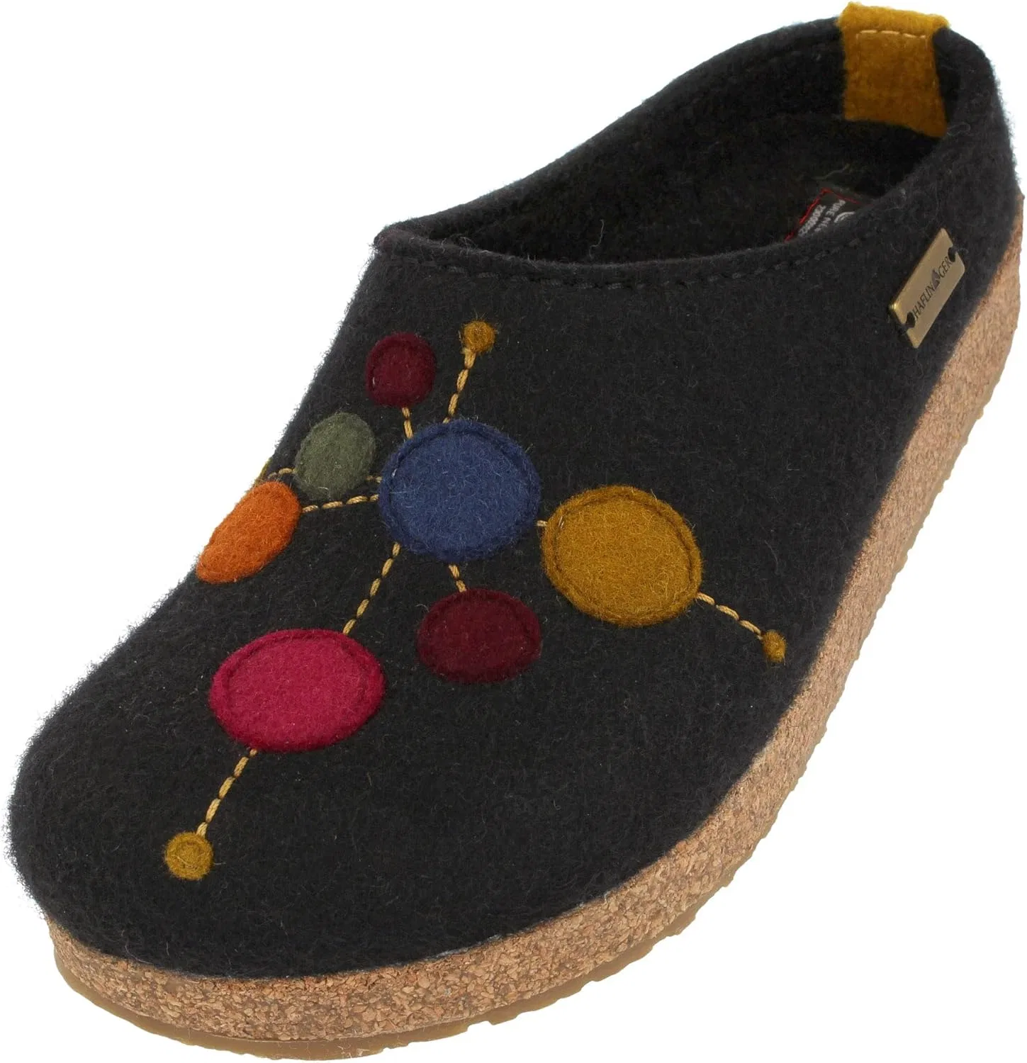 Войлочные тапочки HAFLINGER Grizzly Faible с резиновой подошвой, Black
