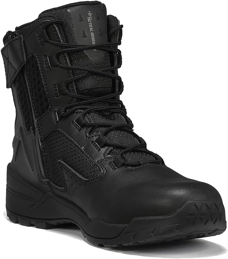 

Тактические ботинки Belleville TR1040-LSZ - кожаные полицейские ботинки на молнии сбоку - обувь для жаркой погоды - полируемое военное снаряжение - нубук подошва из нитрильной резины - ортопедическая стелька PTO - средняя подошва из EVA, черный