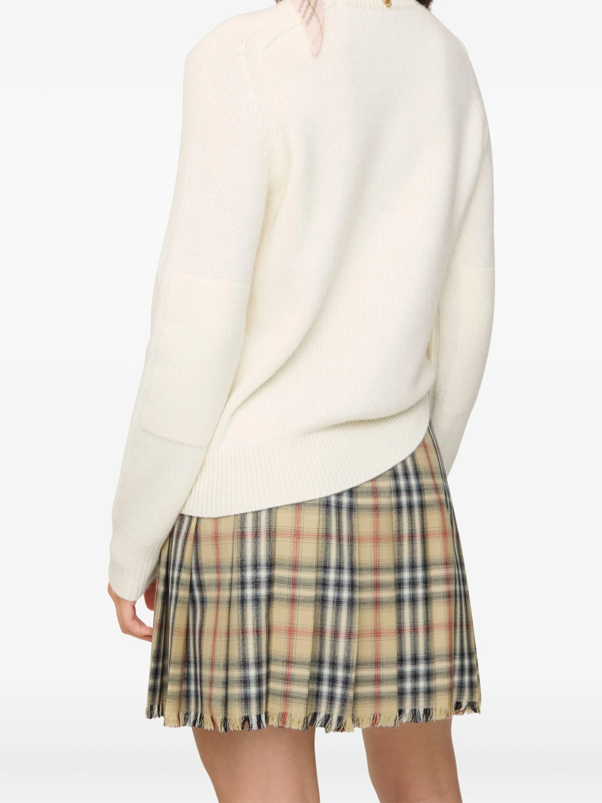 Свитер с нашивками на локтях Burberry, белый — фото 3