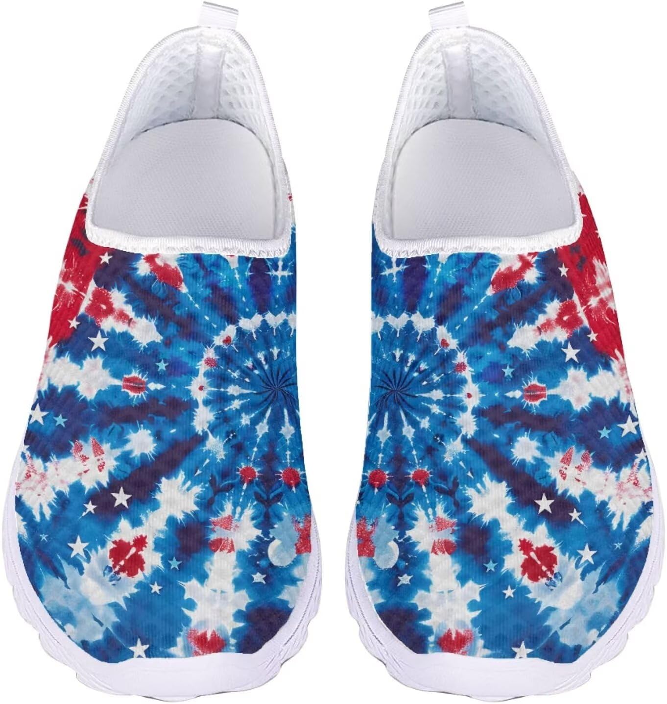 

Кеды Belidome Slip On Clipper для женщин и мужчин, повседневная комфортная обувь для ходьбы и бега, Usa Flag Tie Dye