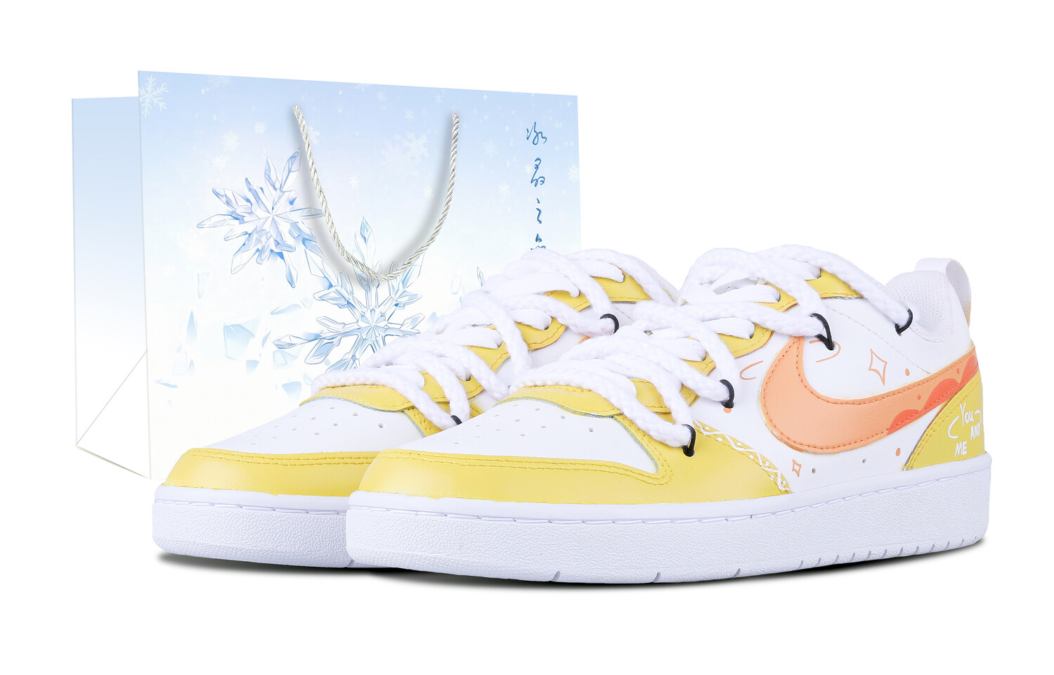 

Кроссовки Nike Court Borough Skateboarding Shoes Women's Low-top White, желтый