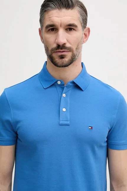 Поло хлопковое Polo Tommy Hilfiger, синий — фото 4