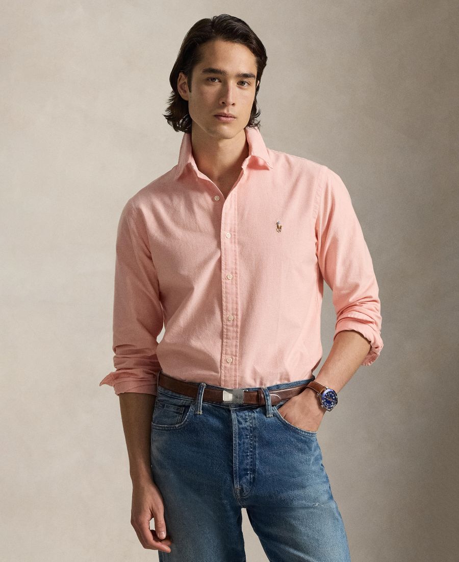

Мужская классическая рубашка оксфордского кроя в культовом стиле Polo Ralph Lauren, Peach