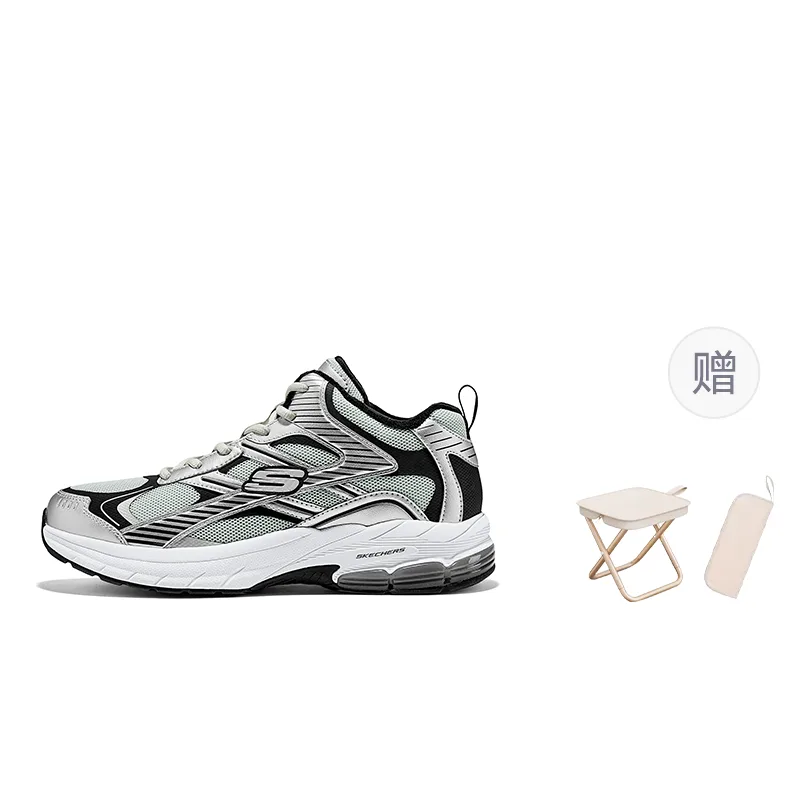 Skechers Мужские кроссовки мид-топ casual черные серебристые износостойкие