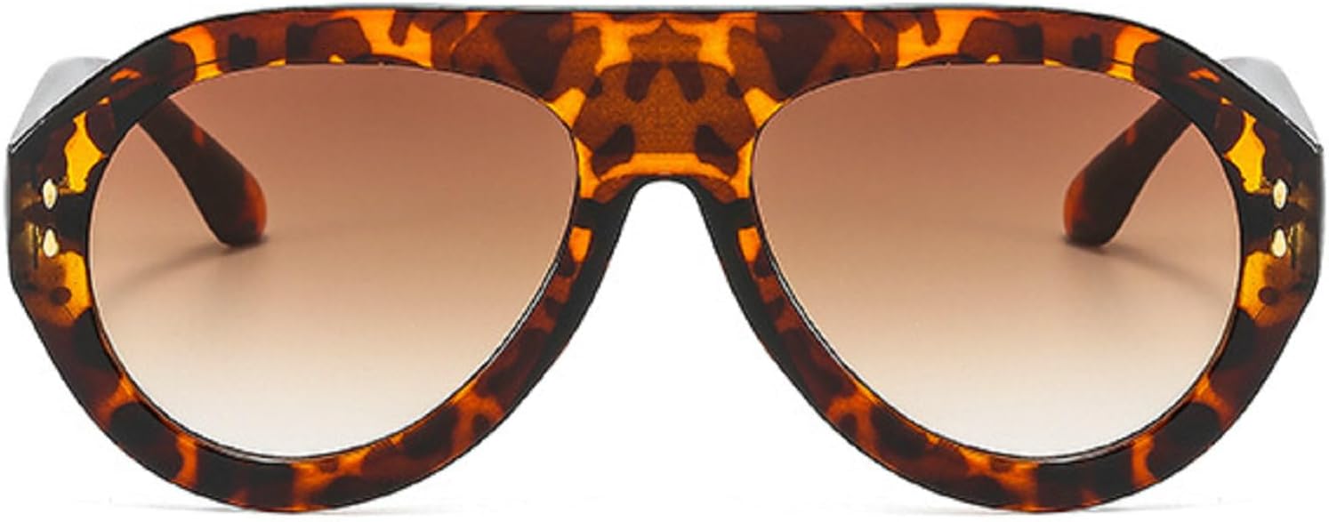 

Популярные модные солнцезащитные очки-пилот для женщин, защита от УФ-излучения UV400, ретро-стиль, заклепки, градиентный дизайн, модные мужские круглые солнцезащитные очки mincl, Leopard