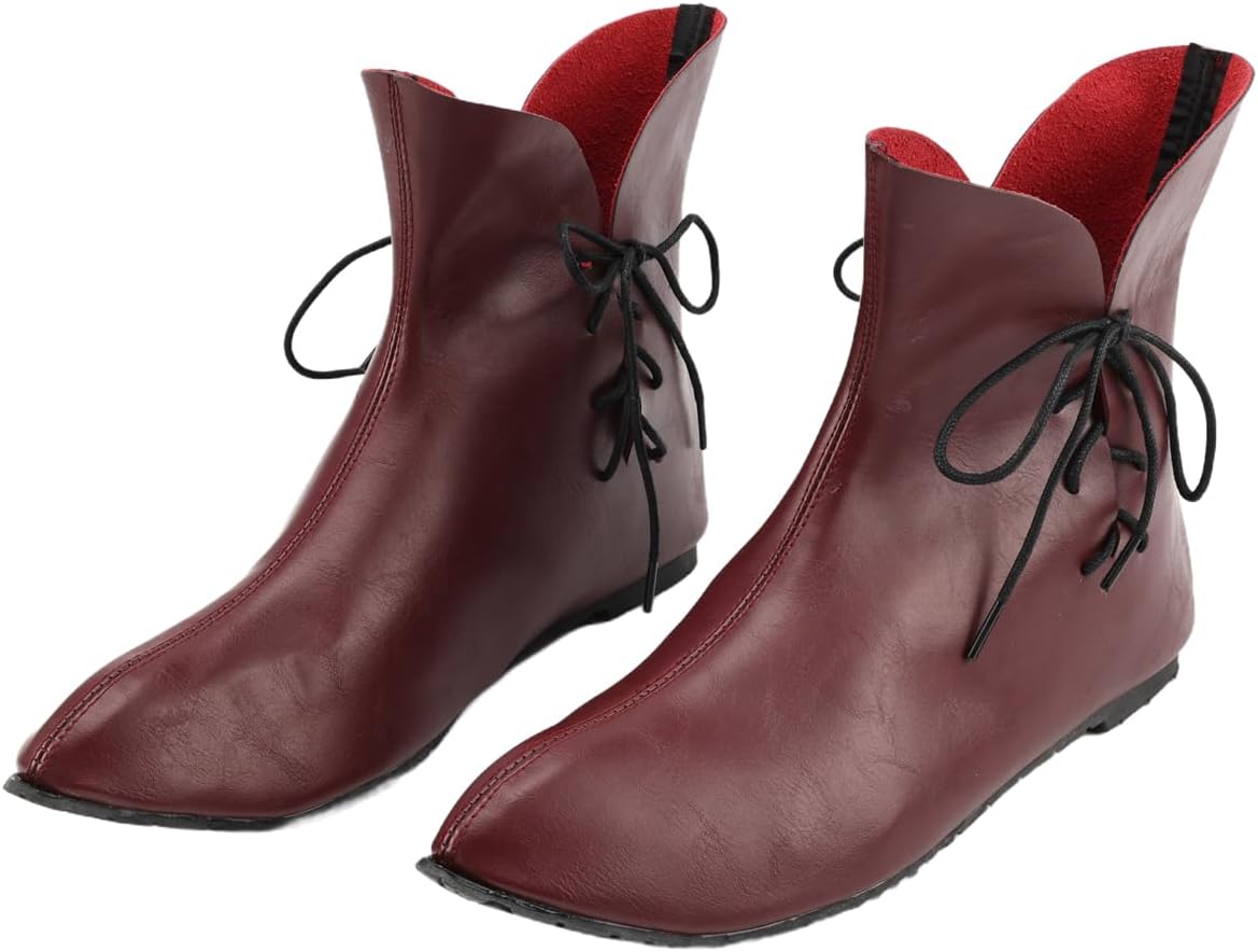 

Мужские ботинки эпохи Возрождения на шнуровке, средневековый косплей, вестерн, пиратские, викингские, с завязками, для Хэллоуина, с манжетами Ciyasheh, красный