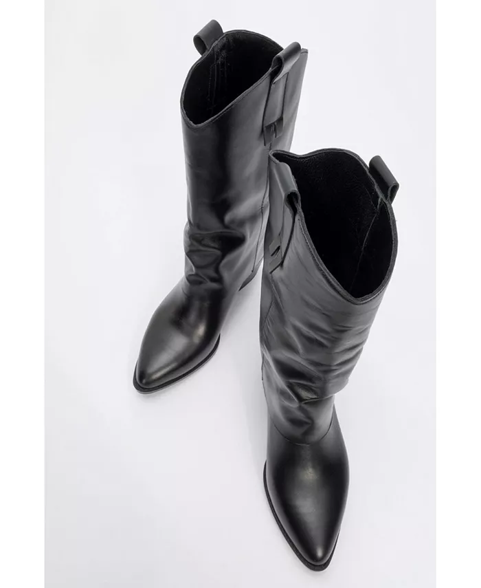 Ботинки Teodora на кожаной платформе с квадратным каблуком (женские) Forever & Always Shoes, черный — фото 2