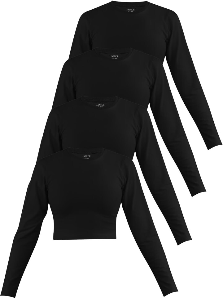

Лонгслив Janice 4 x Damen crop Langarmshirt hochgeschlossen Noia, черный