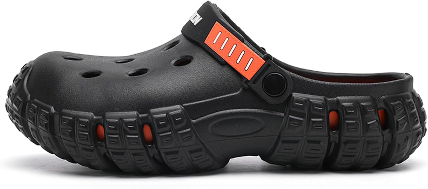 

FLIOZY Мужские сабо - EVA домашние тапочки для сада и пляжа, удобные дышащие туфли с нескользящей подошвой, легкие, с дизайном без шнурков, оранжевый