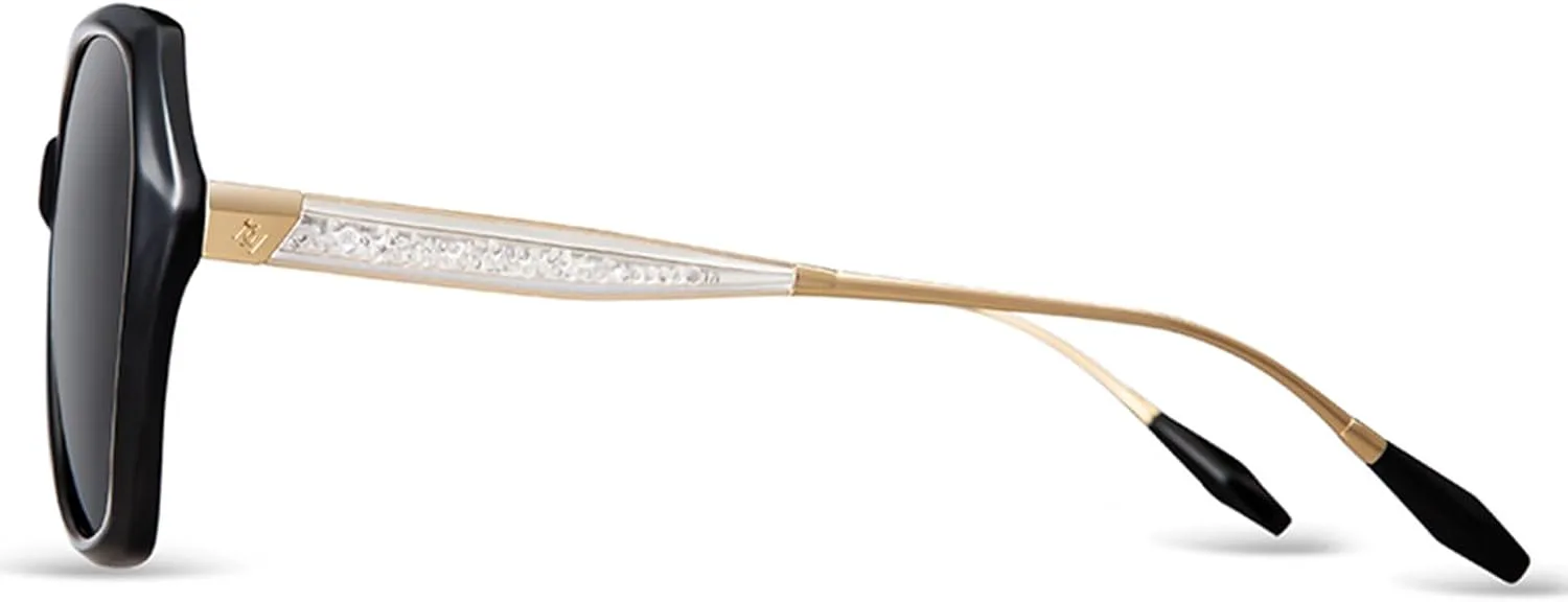 

Модные большие поляризованные солнцезащитные очки для женщин, крупные черные очки для вождения, дизайнерские солнцезащитные очки Crastal Elements MOLSTA, Grey